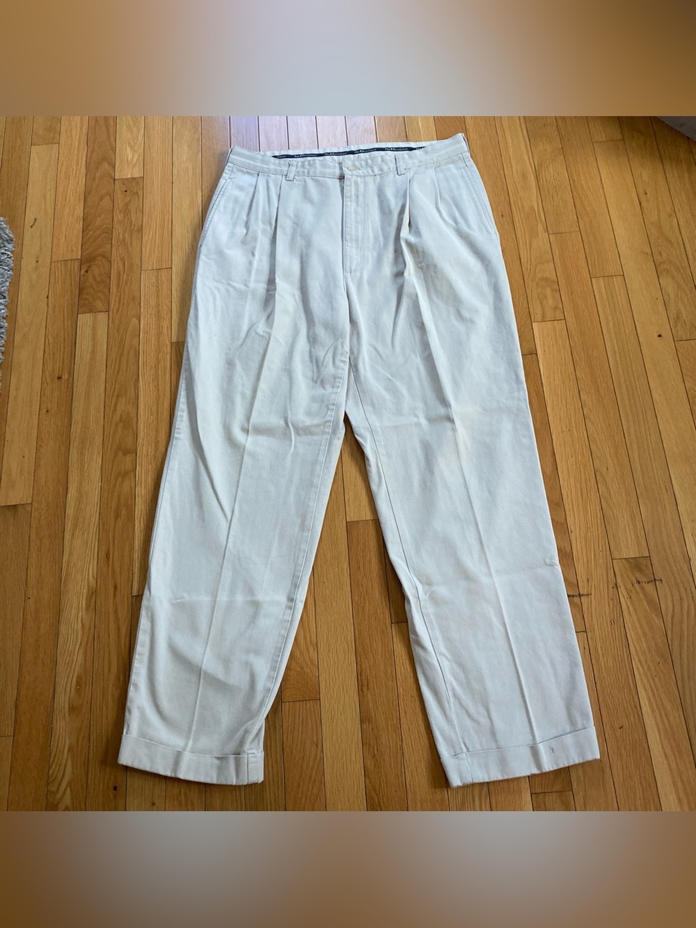 Vintage Polo Ralph Lauren Pleated Chino Pants Beige / Khaki 36x32
